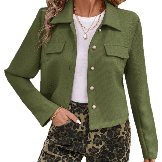 Damen modische Jacke mit strukturierten Stoff und praktischen Taschen Heidi-Mode