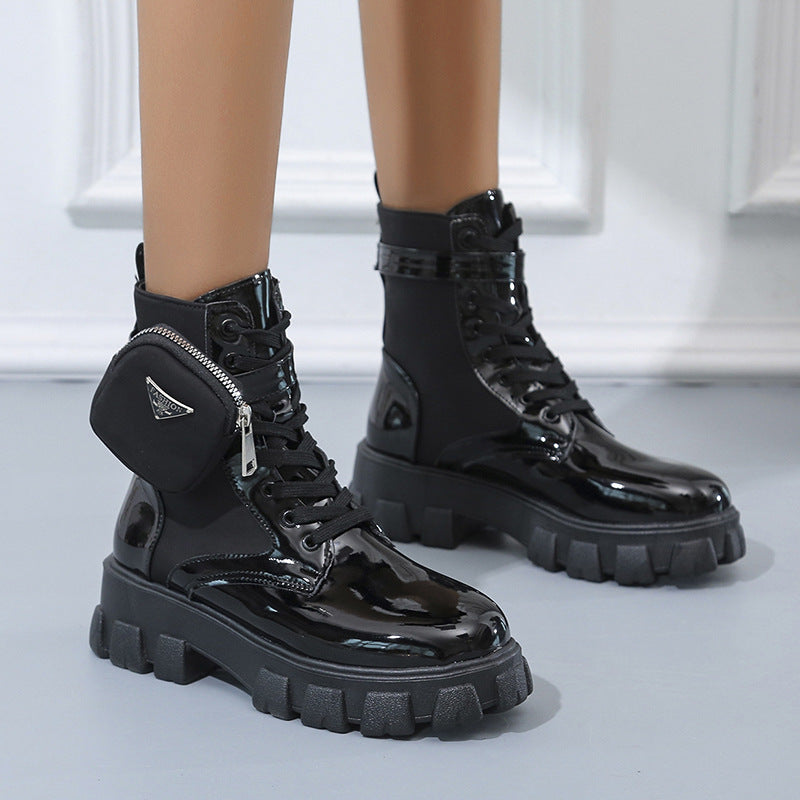 Damen Fashion Stiefel mit praktischer Taschen-Option und auffälliger Sohle Heidi-Mode