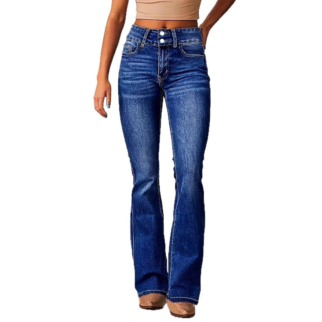 Damen Bootcut Jeans mit hohem Bund und modernem Waschung Heidi-Mode