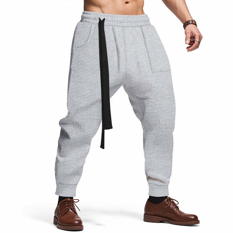 Herren Bequeme Waffelstruktur Jogginghose mit Kordelzug Heidi-Mode