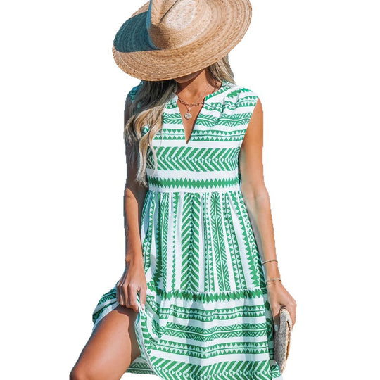 Damen Sommerliches Midikleid mit tierischem Muster und tailliertem Design Heidi-Mode