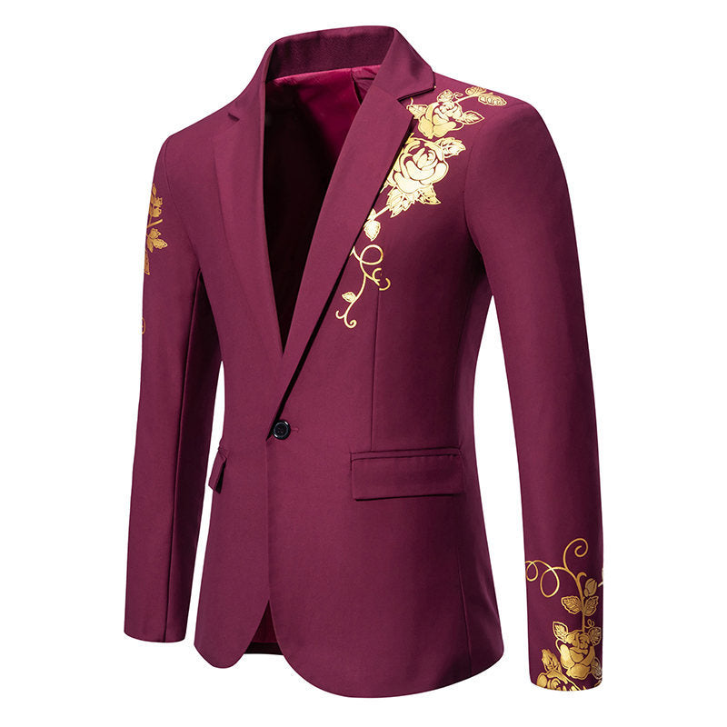 Herren eleganter Blazer mit floralem Gold-Design Heidi-Mode