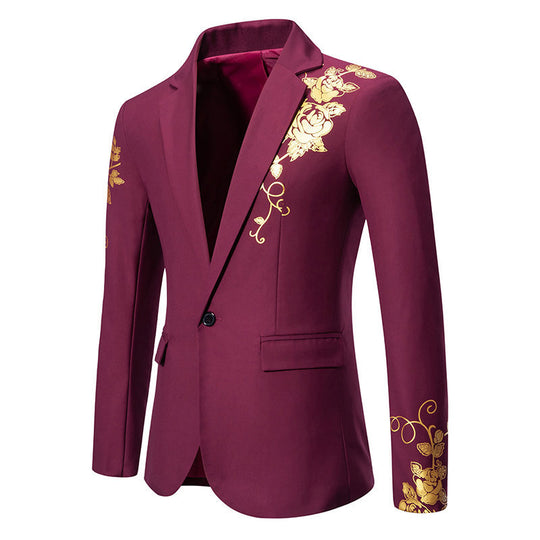 Herren eleganter Blazer mit floralem Gold-Design Heidi-Mode