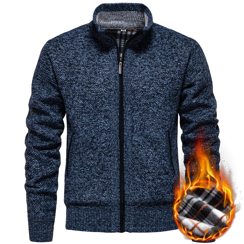 Herren Strickjacke mit hohem Kragen und praktischem Reißverschluss Heidi-Mode
