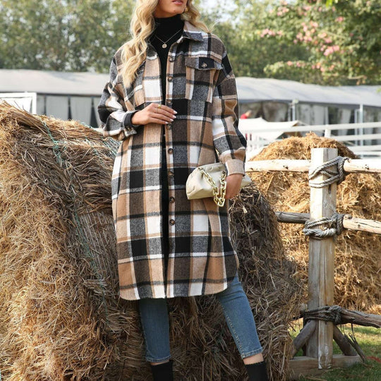 Damen Karierte Overshirtjacke Heidi-Mode