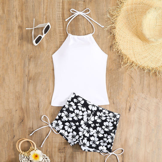 Damen Tankini mit verspieltem Blütenmuster und anpassbaren Trägern Heidi-Mode