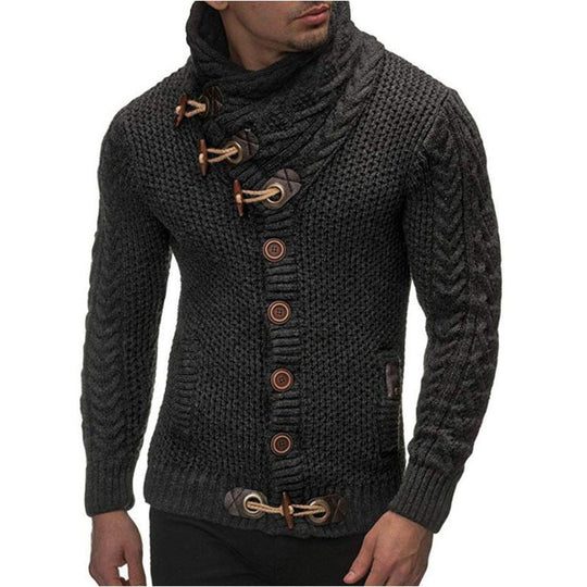 Herren Strickjacke mit asymmetrischem Kragen Heidi-Mode