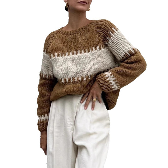 Damen gestrickter Oversized Pullover Heidi-Mode