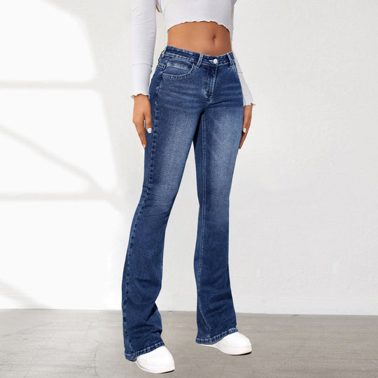 Damen Flared Jeans mit hohem Bund und elastischem Stretch Heidi-Mode