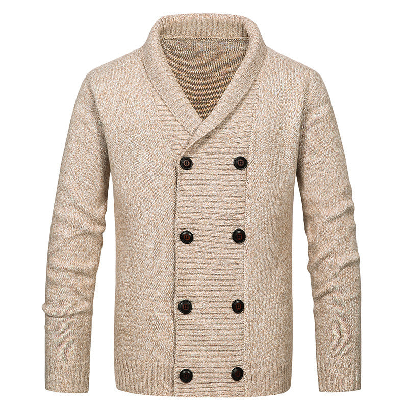 Herren hochwertige Strickjacke mit großem Revers und Knopfdetail Heidi-Mode