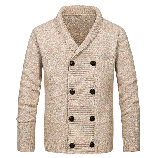 Herren hochwertige Strickjacke mit großem Revers und Knopfdetail Heidi-Mode