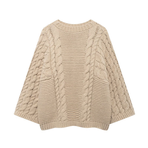 Damen Strickpullover im lässigen Oversize-Schnitt mit aufwendigem Zopfmuster Heidi-Mode