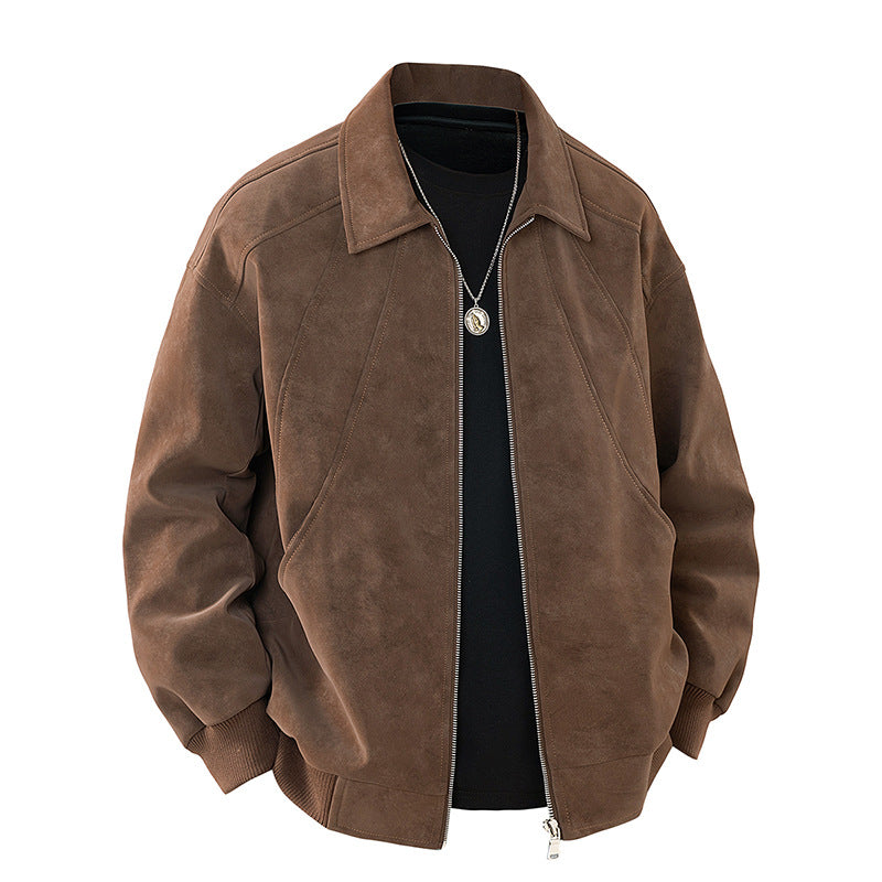 Herren elegante Wildlederjacke mit strukturiertem Schnitt Heidi-Mode