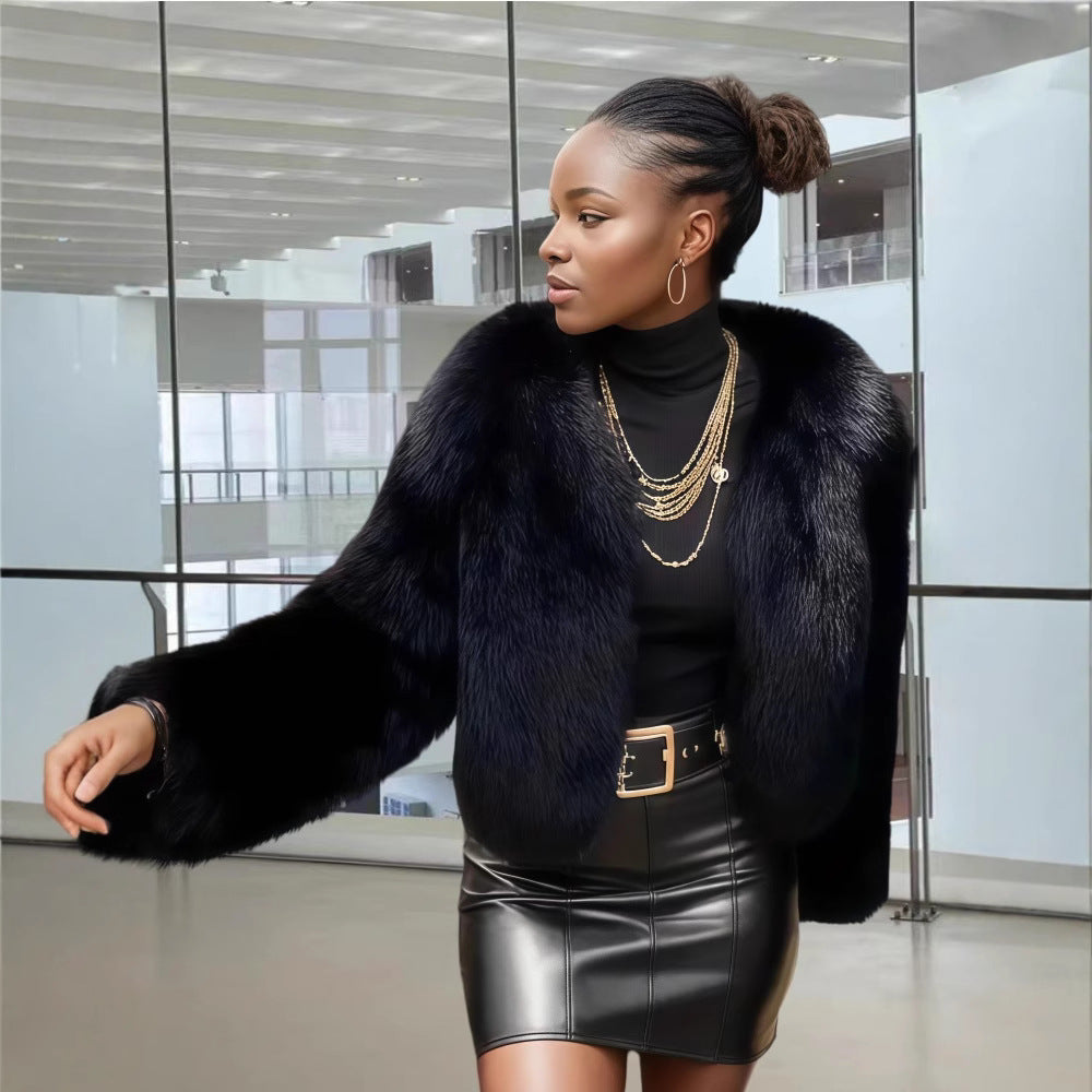 Damen Fleece Kunstpelzmantel Heidi-Mode