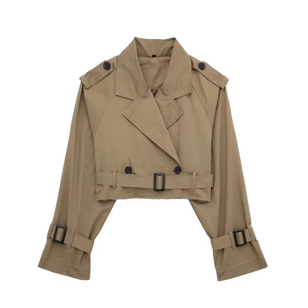 Damen moderne cropped Trenchjacke Heidi-Mode