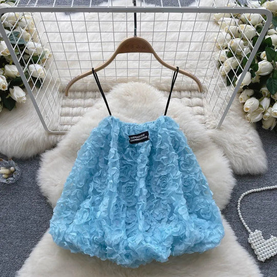 Heidi-Mode | Kurzes Top mit dreidimensionalen Blumen