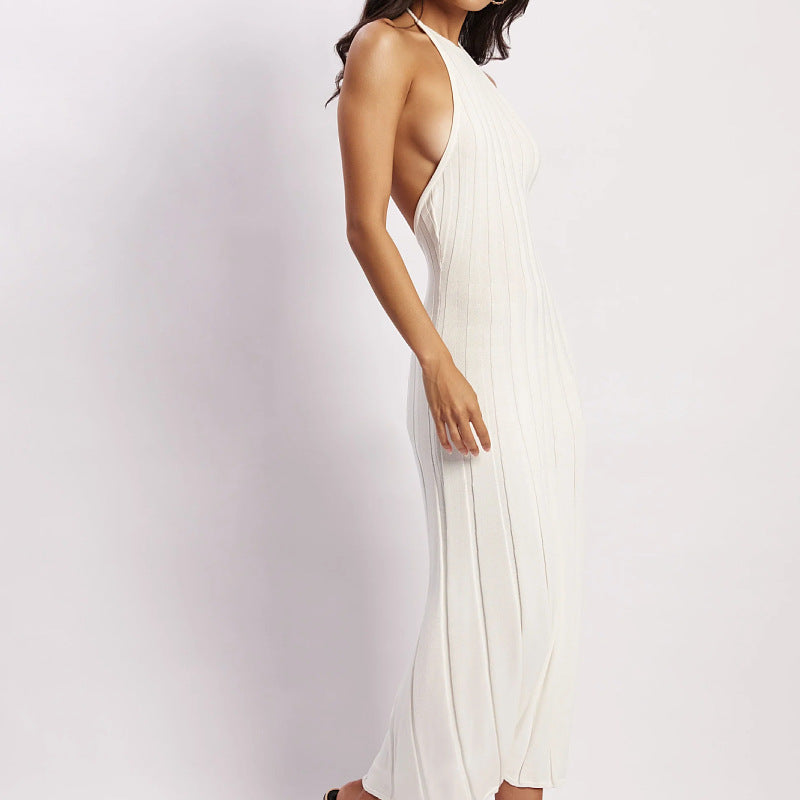 Damen Maxi-Strickkleid mit schicker Rippstruktur und hohem Kragen Heidi-Mode
