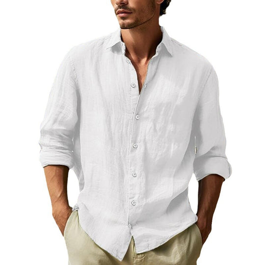 Herren Leinenhemd mit luftiger Passform und eleganter Knopfleiste Heidi-Mode