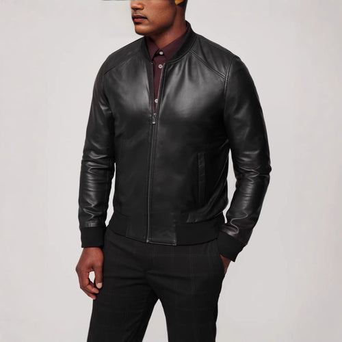 Herren klassische jacke im Biker-Stil mit elastischem Bund Heidi-Mode