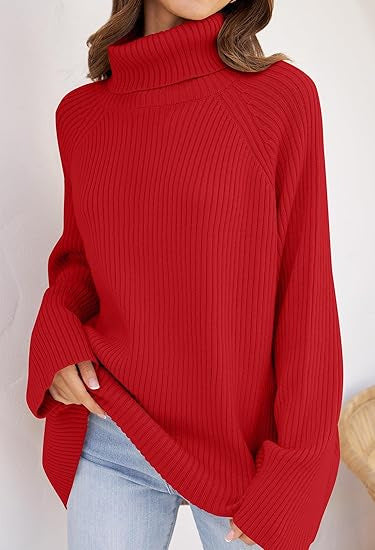 Damen Feinstrickpullover mit hohem Kragen und weitem Schnitt Heidi-Mode
