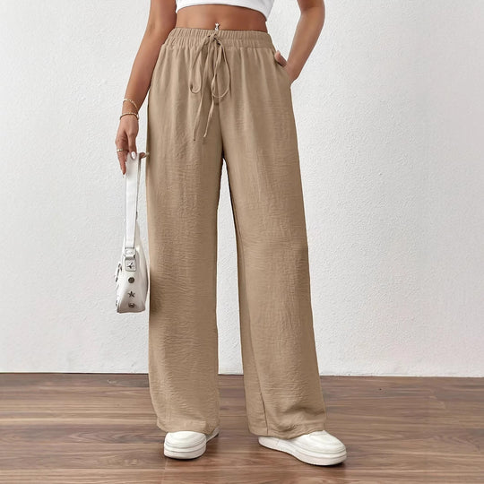 Damen Weit geschnittene Sommerhose mit elastischem Bund und Kordelzug Heidi-Mode