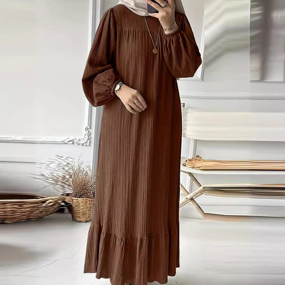 Damen Maxikleid mit waagerechtem Faltenwurf Heidi-Mode