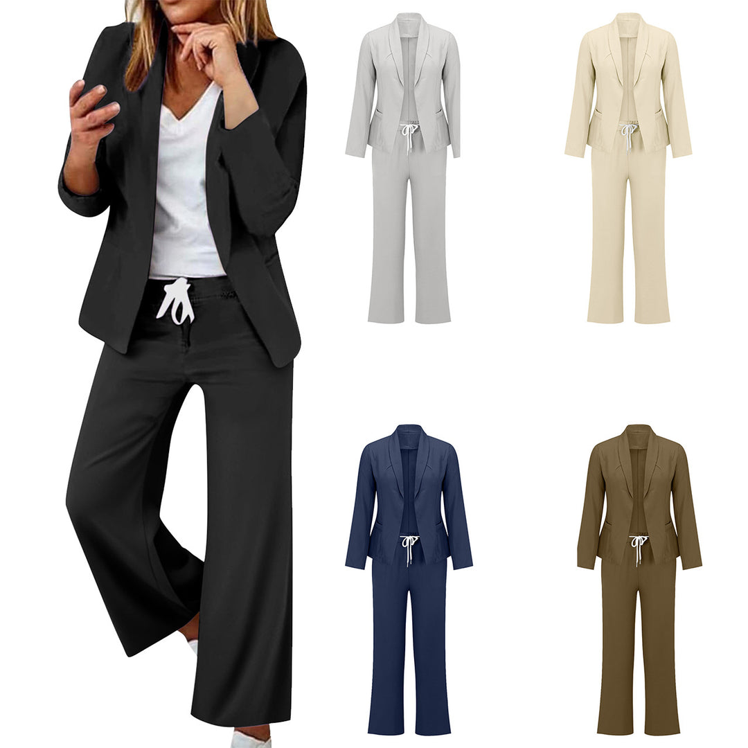 Damen eleganter Jumpsuit mit Blazer-Optik und verstellbarem Taillenzug Heidi-Mode