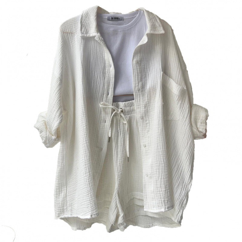 Damen lässige Oversized-Hemdjacke mit Gürtel Heidi-Mode