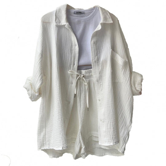 Damen lässige Oversized-Hemdjacke mit Gürtel Heidi-Mode