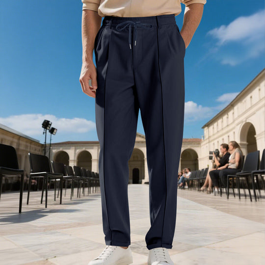 Herren moderne Chinohose mit bequemem elastischem Bund und praktischen Seitentaschen Heidi-Mode