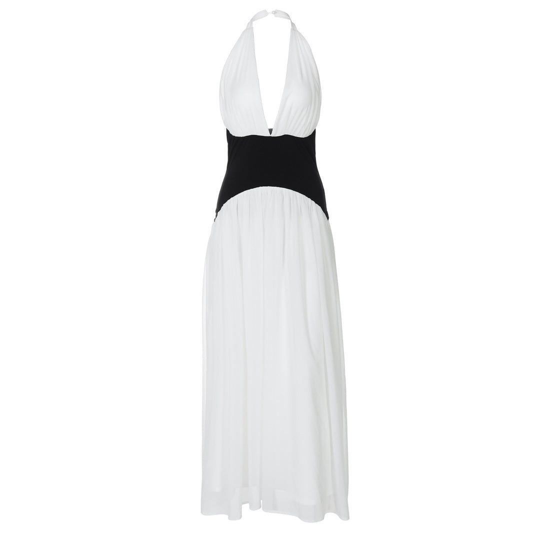 Damen Maxikleid mit tiefem V-Ausschnitt und elegantem Wickel-Design Heidi-Mode