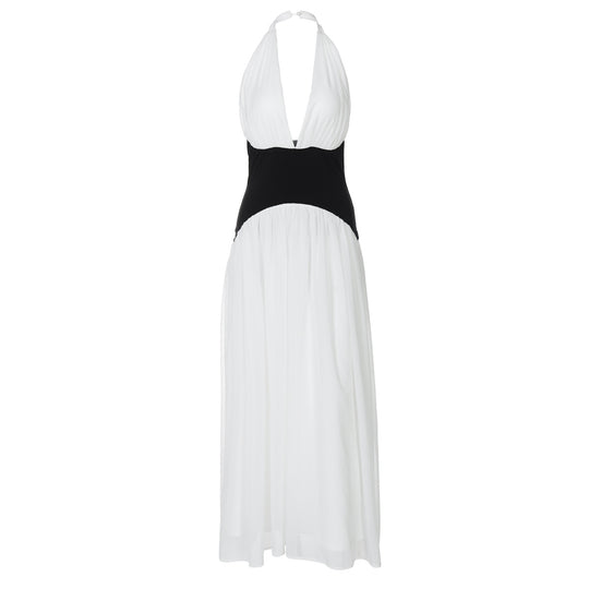 Damen Maxikleid mit tiefem V-Ausschnitt und elegantem Wickel-Design Heidi-Mode