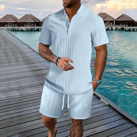 Herren stilvolle Kurzarm Polohemd und Shorts Set Heidi-Mode