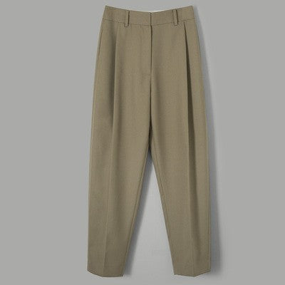 Damen elegante Hochbundhose mit modischen Falten und lockerem Schnitt Heidi-Mode