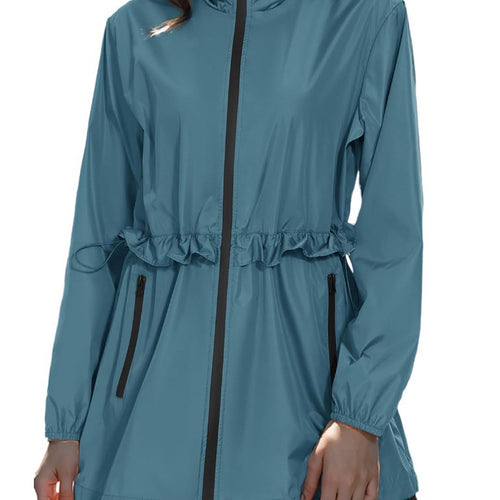 Damen Leichte Übergangsjacke mit verstellbarem Kordelzug und seitlichen Taschen Heidi-Mode