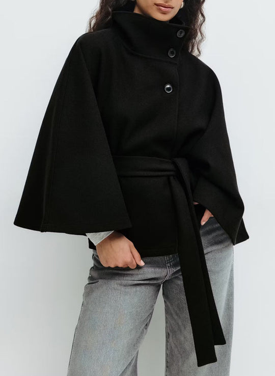 Damen Wickeljacke mit elegantem Stehkragen und weit geschnittenen Ärmeln Heidi-Mode