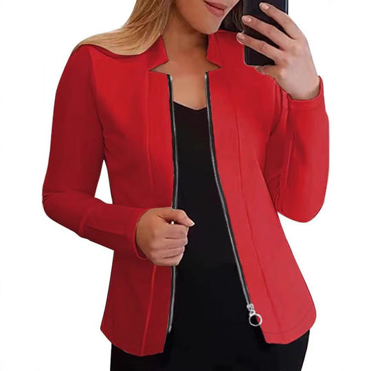 Damen Bikerjacke mit innovativem Schnitt und praktischen Reißverschlussdetails Heidi-Mode