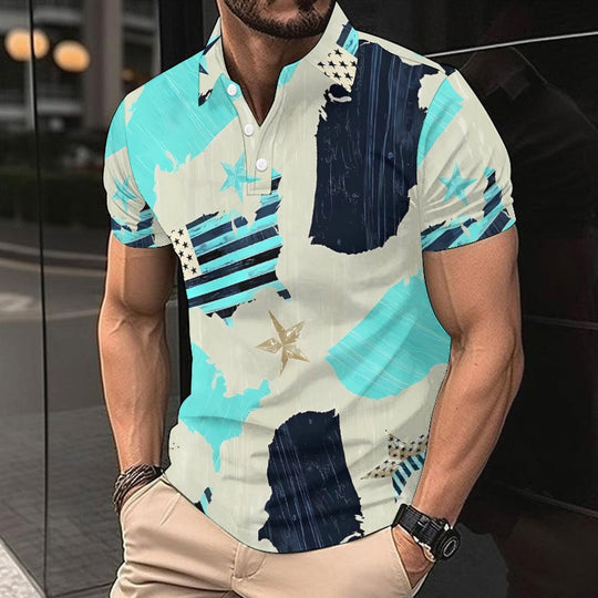 Herren Kurzarm-Hemd mit einzigartigem Länder-Design Heidi-Mode