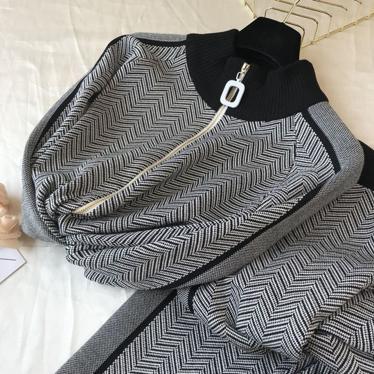 Damen Freizeitliche Strickjacke und Jogginghose Set Heidi-Mode