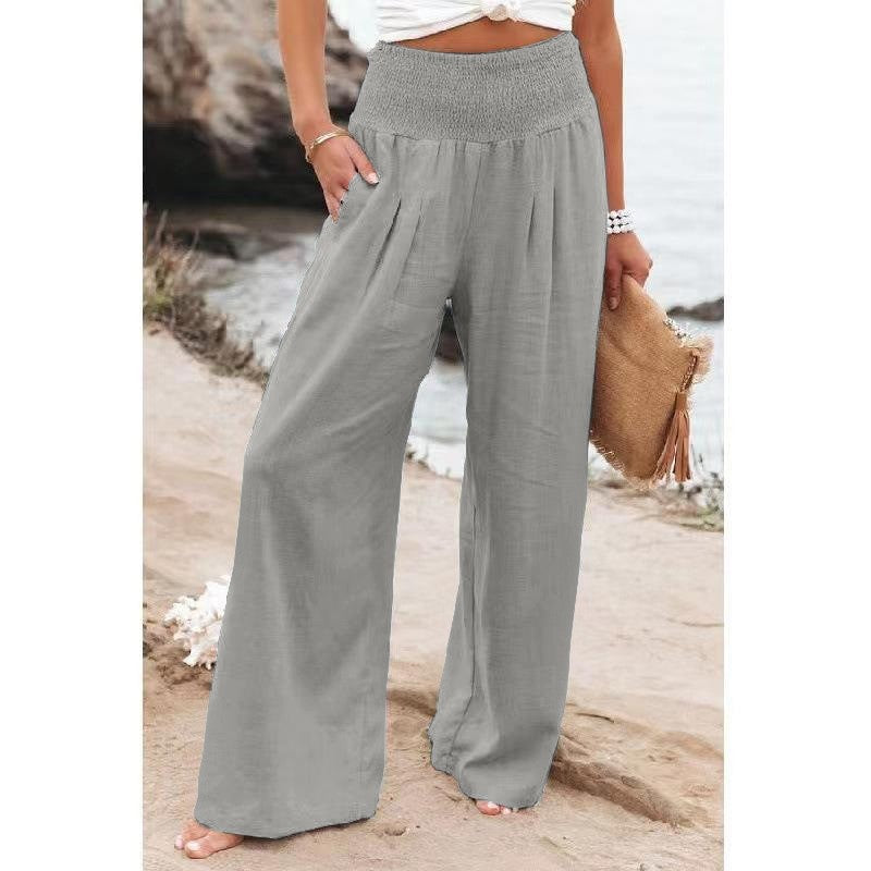 Damen Weit geschnittene Sommerhose mit elastischem Bund und luftiger Passform Heidi-Mode