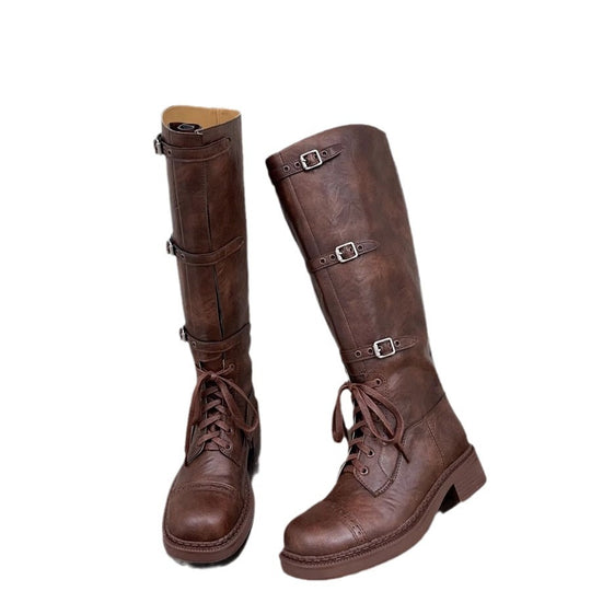Damen Stiefel im robusten Design mit verstellbaren Schnallen und rutschfester Sohle Heidi-Mode