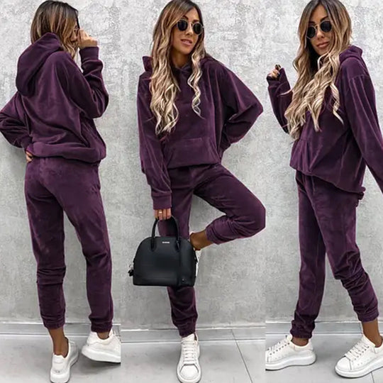 Damen kuscheliges Fleece-Set mit oversized Hoodie und bequemen Jogginghosen Heidi-Mode