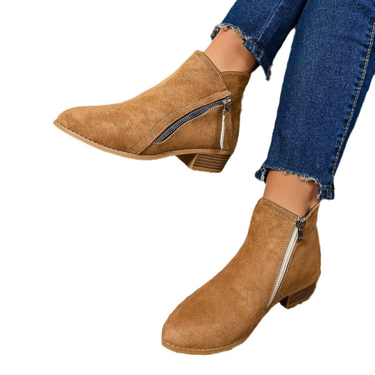 Damen Elegante Stiefeletten mit modischem Reißverschluss Heidi-Mode