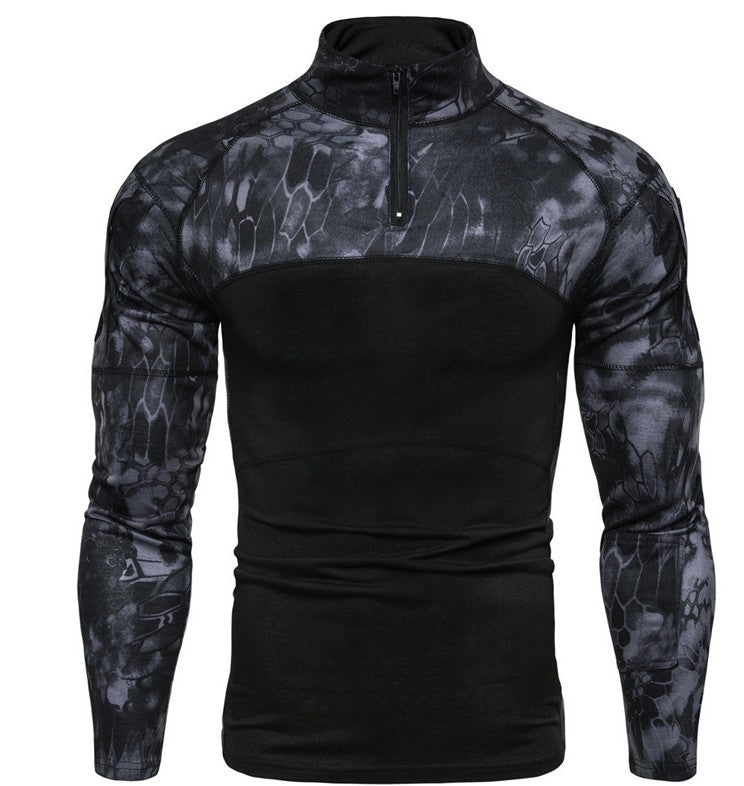 Herren Funktionales Langarmshirt im sportlichen Design mit Stehkragen und Reißverschluss Heidi-Mode