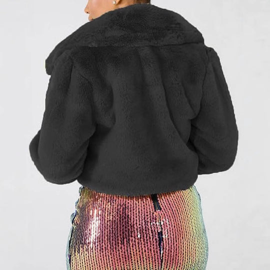 Damen Luxuriöse Kunstpelzjacke im eleganten Cropped-Design Heidi-Mode