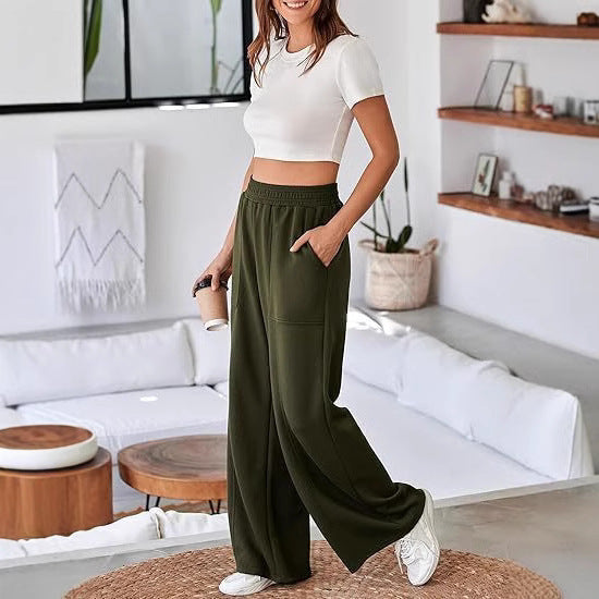 Damen weite Lounge-Hose mit elastischem Bund und praktischen Seitentaschen Heidi-Mode