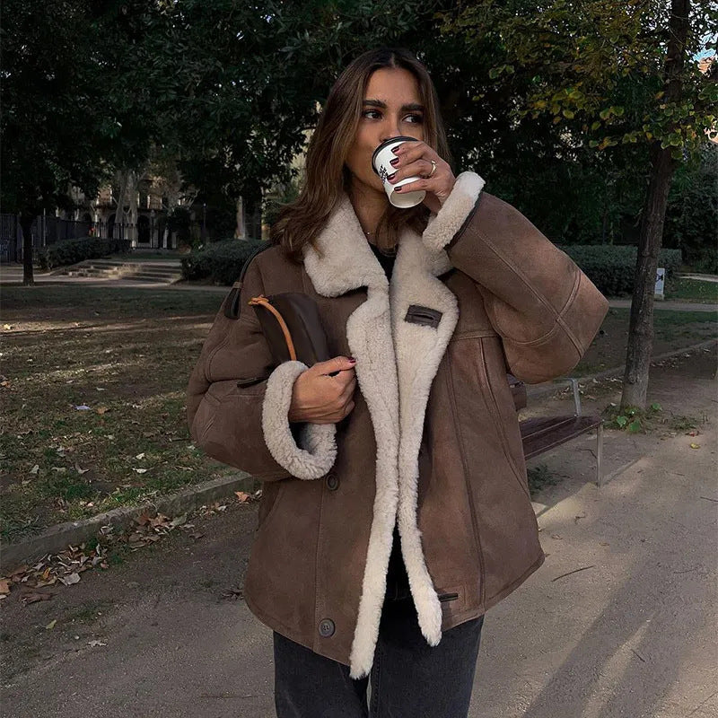 Damen Warme Lammfelljacke mit bequemem Schnitt Heidi-Mode