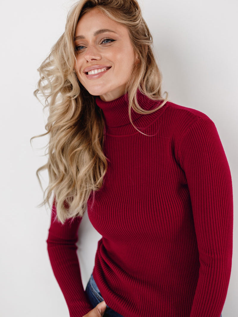 Damen Rollkragenpullover mit geripptem Design und lässigem Schnitt Heidi-Mode