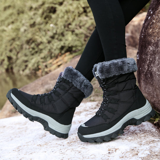 Damen Winterstiefel mit kuscheligem Kunstfellkragen und rutschfester Sohle Heidi-Mode