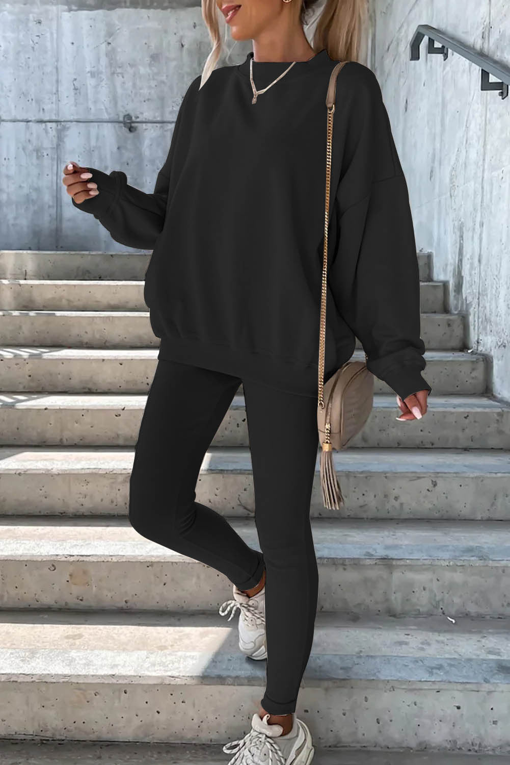 Damen Oversized Sweatshirt mit weitem Schnitt und strukturierten Ärmeln Heidi-Mode